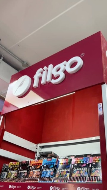 Logo corpóreo de Filgo para exhibidor en punto de venta